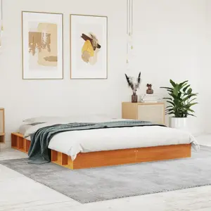 vidaXL Cadre de lit cire marron 150x200 cm bois de pin massif pas cher