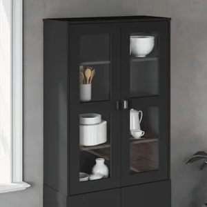 vidaXL Dessus pour buffet VIKEN noir bois de pin solide pas cher