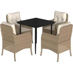 vidaXL Ensemble à manger de jardin avec coussins 5pcs Beige poly rotin pas cher