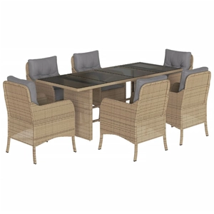 vidaXL Ensemble à manger de jardin et coussins 7 pcs beige poly rotin pas cher