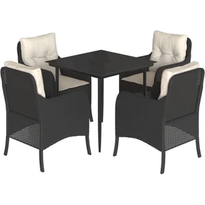 vidaXL Ensemble à manger de jardin coussins 5pcs Noir Résine tressée pas cher