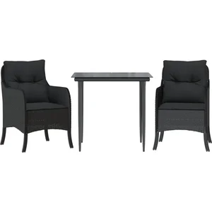 vidaXL Ensemble à manger de jardin avec coussins 3 pcs Noir pas cher