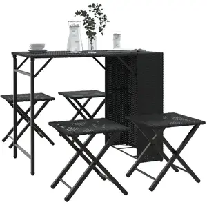 vidaXL Ensemble à manger de jardin 5 pcs pliable noir résine tressée pas cher