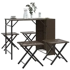 Comparateur de prix : vidaXL Ensemble à manger de jardin 5 pcs pliable marron résine tressée