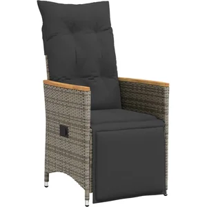 vidaXL Chaise inclinable de jardin avec coussins gris résine tressée pas cher