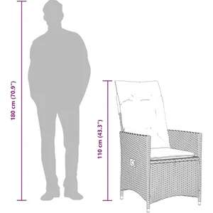 vidaXL Ensemble de bistro 3 pcs avec coussins gris résine tressée pas cher