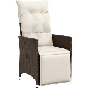 vidaXL Chaise inclinable de jardin avec coussins marron résine tressée pas cher