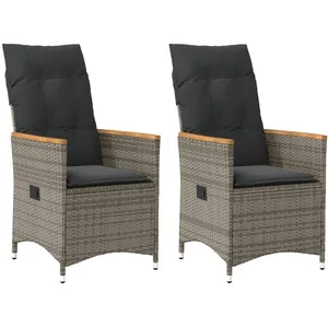 Comparateur de prix : vidaXL Chaises inclinables de jardin lot de 2 et coussins gris rotin