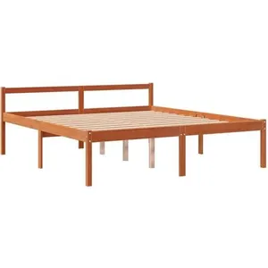vidaXL Lit pour personne âgée cire marron 150x200cm bois de pin massif pas cher