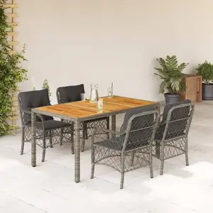 vidaXL Ensemble à manger de jardin 5 pcs coussins gris résine tressée pas cher