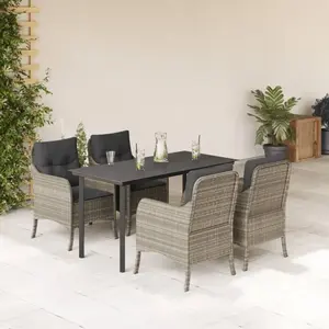 vidaXL Ensemble à manger de jardin et coussins 5 pcs gris clair rotin pas cher