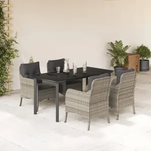 Vidaxl Ensemble Ã Manger De Jardin Et Coussins 5 Pcs Gris Clair Rotin pas cher