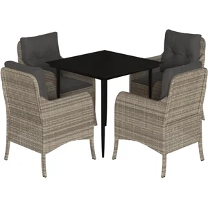 vidaXL Ensemble à manger de jardin et coussins 5 pcs gris clair rotin pas cher