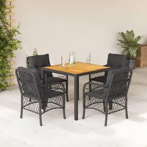 vidaXL Ensemble à manger de jardin coussins 5pcs Noir Résine tressée pas cher