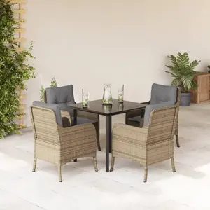 vidaXL Ensemble à manger de jardin avec coussins 5pcs Beige poly rotin pas cher