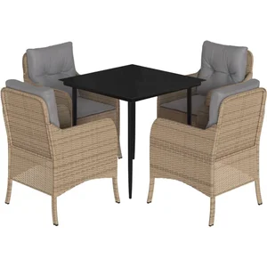 vidaXL Ensemble à manger de jardin avec coussins 5pcs Beige poly rotin pas cher
