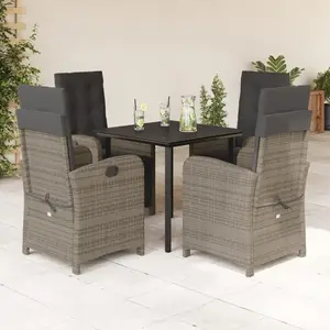vidaXL Ensemble à manger de jardin 5 pcs coussins gris résine tressée pas cher