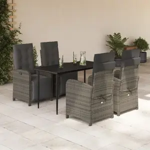 vidaXL Ensemble à manger de jardin 5 pcs coussins gris résine tressée pas cher