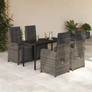 vidaXL Ensemble à manger de jardin 5 pcs coussins gris résine tressée pas cher