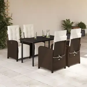vidaXL Ensemble à manger de jardin 5 pcs et coussins marron poly rotin pas cher