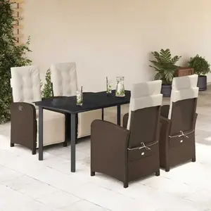 vidaXL Ensemble à manger de jardin 5 pcs et coussins marron poly rotin pas cher
