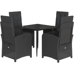 vidaXL Ensemble à manger de jardin coussins 5pcs Noir Résine tressée pas cher