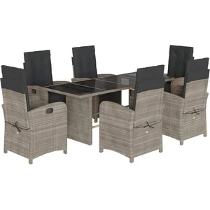 vidaXL Ensemble à manger de jardin et coussins 7 pcs gris clair rotin pas cher
