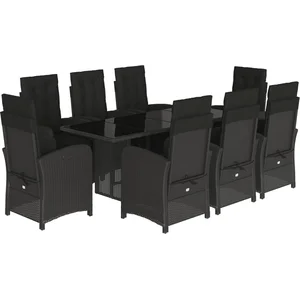 vidaXL Ensemble à manger de jardin 9pcs coussins noir résine tressée pas cher