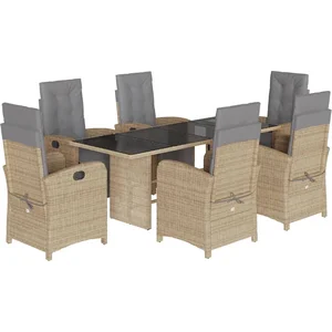 vidaXL Ensemble à manger de jardin et coussins 7 pcs beige poly rotin pas cher