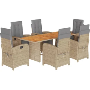 vidaXL Ensemble à manger de jardin et coussins 7 pcs beige poly rotin pas cher