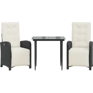 vidaXL Ensemble de bistro 3 pcs avec coussins noir résine tressée pas cher