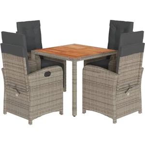 vidaXL Ensemble à manger de jardin 5 pcs coussins gris résine tressée pas cher