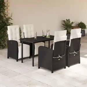 vidaXL Ensemble à manger de jardin coussins 5pcs Noir Résine tressée pas cher