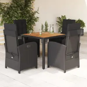 vidaXL Ensemble à manger de jardin coussins 5pcs Noir Résine tressée pas cher