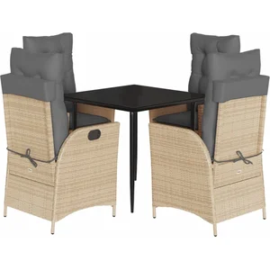 vidaXL Ensemble à manger de jardin avec coussins 5pcs Beige poly rotin pas cher