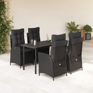 vidaXL Ensemble à manger de jardin coussins 5pcs Noir Résine tressée pas cher