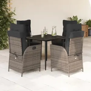vidaXL Ensemble à manger de jardin 5 pcs coussins gris résine tressée pas cher