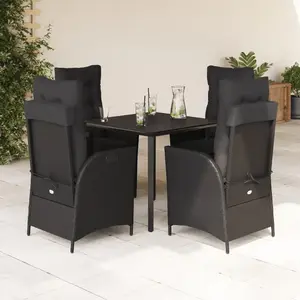 vidaXL Ensemble à manger de jardin coussins 5pcs Noir Résine tressée pas cher