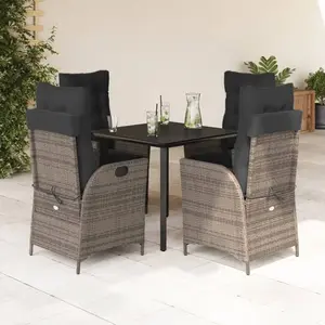 vidaXL Ensemble à manger de jardin 5 pcs coussins gris résine tressée pas cher