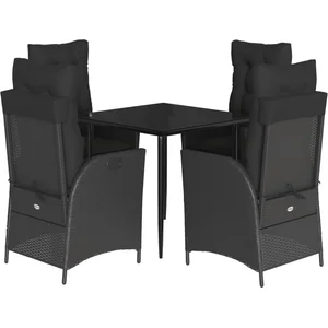 vidaXL Ensemble à manger de jardin coussins 5pcs Noir Résine tressée pas cher