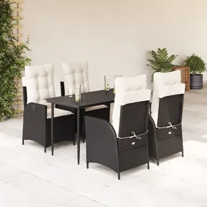 vidaXL Ensemble à manger de jardin coussins 5pcs Noir Résine tressée pas cher