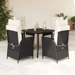 vidaXL Ensemble à manger de jardin coussins 5pcs Noir Résine tressée pas cher