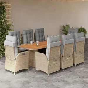 Comparateur de prix : vidaXL Ensemble à manger de jardin et coussins 9 pcs mélange beige