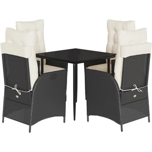 vidaXL Ensemble à manger de jardin coussins 5pcs Noir Résine tressée pas cher