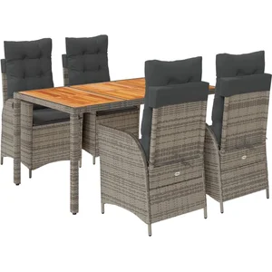 vidaXL Ensemble à manger de jardin 5 pcs coussins gris résine tressée pas cher