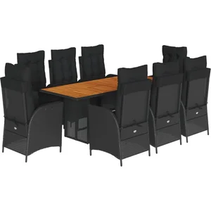 vidaXL Ensemble à manger de jardin 9pcs coussins noir résine tressée pas cher