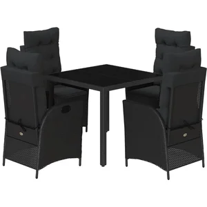 vidaXL Ensemble à manger de jardin coussins 5pcs Noir Résine tressée pas cher