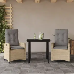 Vidaxl Ensemble Ã Manger De Jardin Et Coussins 3 Pcs MÃ©lange Beige pas cher