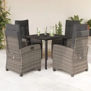 vidaXL Ensemble à manger de jardin 5 pcs coussins gris résine tressée pas cher