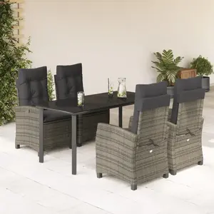 vidaXL Ensemble à manger de jardin 5 pcs coussins gris résine tressée pas cher